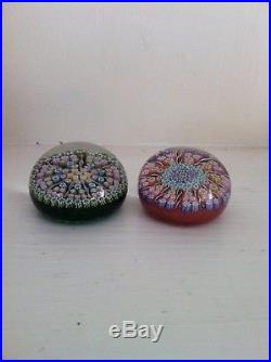 11 Vintage Glass Paperweight Flowers Dolphines Cane Large Millefiori Inkwell