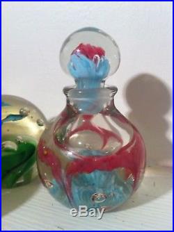 11 Vintage Glass Paperweight Flowers Dolphines Cane Large Millefiori Inkwell