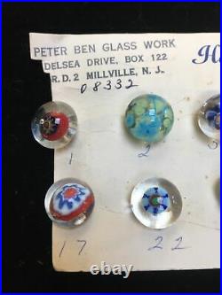 12 Vintage Peter Ben Button Paperweights On Original Card