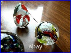 16 VTG Art Glass Paperweights Floral Swirls Bubbles Eggs Birds Fish Waves Sea