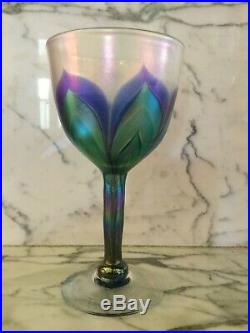 1970's Vintage Studio Art Glass 7 Wine Glasses Unsigned Lundberg Studios