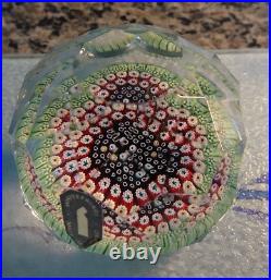 1971 Whitefriars Glass Fancy Cut Faceted Carpet Ground Millefiori Paperweight