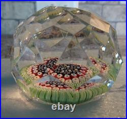 1971 Whitefriars Glass Fancy Cut Faceted Carpet Ground Millefiori Paperweight
