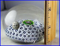 1972 St. Louis Paperweight Tight Packed Blue & White Millefiori Original Label