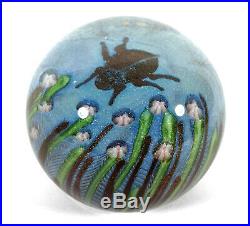 1978 Vintage Orient Flume Art Glass Paperweight Beetle Flowers Chico California