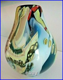 1979 Signed Mark Russell Studio Art Glass Layered Cased Abstract Paperweight VAS