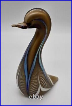 1981 Stuart Abelman Iridescent Golden Pulled Feather Swan Figural Paperweight 7