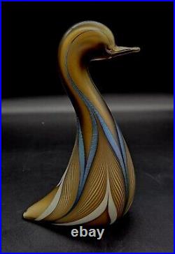 1981 Stuart Abelman Iridescent Golden Pulled Feather Swan Figural Paperweight 7