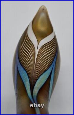 1981 Stuart Abelman Iridescent Golden Pulled Feather Swan Figural Paperweight 7