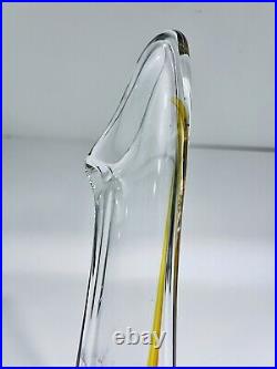 1984 Fire Island Studio Art Glass Rare Vase Swung Shaped Signed R Burns 12