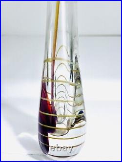 1984 Fire Island Studio Art Glass Rare Vase Swung Shaped Signed R Burns 12