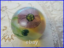 1984 Orient and Flume Iridescent Paperweight Pink Flowers Cosmos