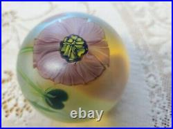 1984 Orient and Flume Iridescent Paperweight Pink Flowers Cosmos