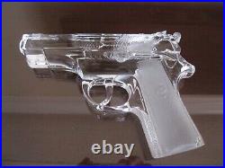 1987 Hofbauer Lead Crystal / Glass 9mm Pistol Gun Figurine
