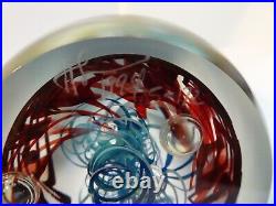 1994 LARGE Signed HENRY SUMMA Studio Glass Faceted Swirl Paperweight Sculpture