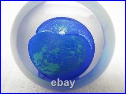 1996 Signed Ges Glass Eye Studio Cobalt Blue Green Lustre Celestial Paperweight