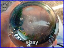 1999 Signed Johnathan Winfisky Round Seascape Art Glass Paperweight