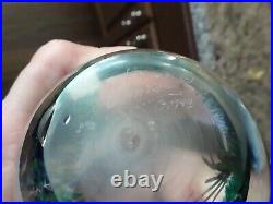 1999 Signed Johnathan Winfisky Round Seascape Art Glass Paperweight