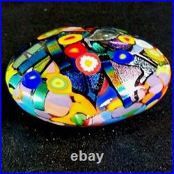 1 (One) MAD ART STUDIOS Millefiori and Confetti Glass Heart Paperweight
