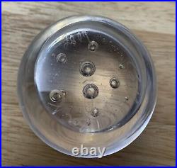 2007 Clear Glass Bubble Paperweight-signed-RARE