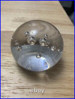 2007 Clear Glass Bubble Paperweight-signed-RARE