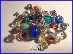 32 Vintage Paperweight Glass Button Lot Glass Shank Colorful Floral Bouquet