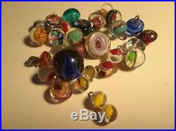 32 Vintage Paperweight Glass Button Lot Glass Shank Colorful Floral Bouquet