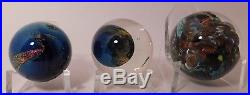 3 EXTRAORDINARY and UNIQUE Vintage Art Glass Marbles 2 of them are Signed with S