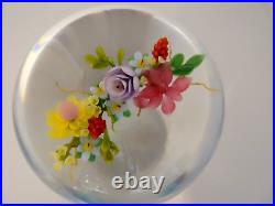 3 Signed Mayauel Ward 2007 Bouquet Flowers & Berries Glass Paperweight