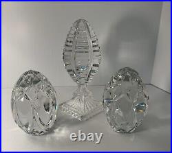 3pc Vintage Crystal Art Glass Egg Paperweights and Finial/Obelisk Home Decor