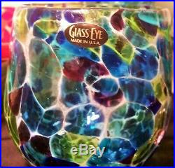 5 GLASS EYE STUDIO vtg bowl vase paperweight cup seattle art sculpture ruffle