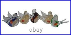 5 Vintage Murano Art Glass Love Birds Doves Gold Dust Figurines Paperweight