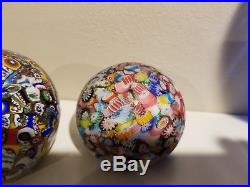 5 Vintage Murano Glass Millefiori Paper Weights By Fratelli Toso