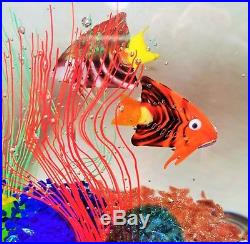 6LBS! FISH AQUARIUM vtg murano italian label sculpture paperweight art glass