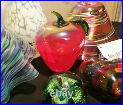 6 GLASS EYE STUDIO vtg bowl vase paperweight xmas ornament seattle art ruffle