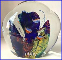 7 Fish 5 Murano Glass Aquarium Paperweight Jellyfish Italy Vintage Hand Blown