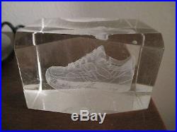 992 New Balance art glass paperweight vtg tennis shoe sport running advertisment