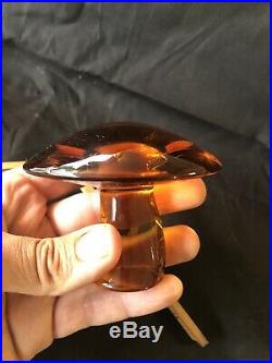 9 Vintage Viking Glass Mushroom Paper Weight Lot Blue Green Amber Persimmon