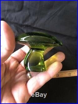 9 Vintage Viking Glass Mushroom Paper Weight Lot Blue Green Amber Persimmon