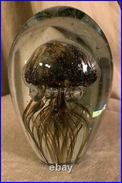 AMAZING Vintage Murano Italian Art Glass Jellyfish Aquarium Paperweight W Bubble
