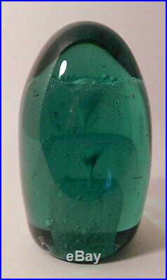 APPEALING ANTIQUE ENGLISH Bottle Glass with 2 Layer FLOWER Art Glass Paperweight