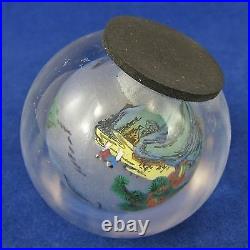 ART GLASS PAPERWEIGHTS Lot Of 4 Vintage MILLEFIORI Yellow Flowers ASIAN SCENERY