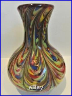 AVEM fenicio+gold Murano Art Glass vintage large paperweight vase 11H Perfect
