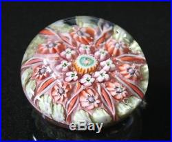 A Beautiful Vintage Murano Glass Paperweight With Pinks And Miniature Millefiori