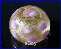 A Beautiful Vintage Murano Large Paperweight With Gold And Pink Kisses