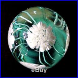 A Beautiful Vintage Murano Paperweight With White Millefiori Flowers
