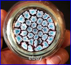 A Beautiful Vintage Paperweight With Blue And White Millefiori