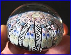 A Beautiful Vintage Strathearn Paperweight With Millefiori And Latticinio