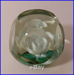 A FABULOUS and Vintage WHITTEMORE WHITE ROSE FLOWER Art Glass Paperweight