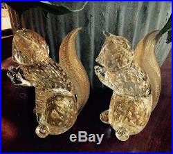 A Pair Of Vintage Murano Italian. Gold Dust. Art Glass Squirrels (2)